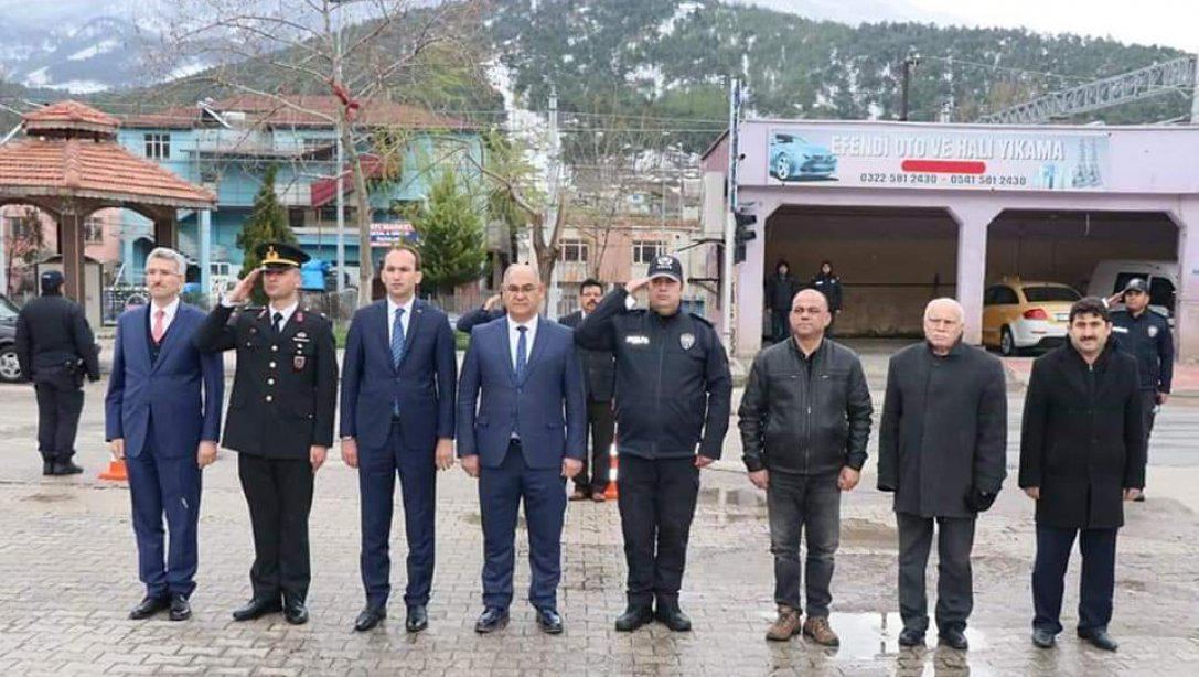 18 Mart Çanakkale Zaferi ve Şehitleri Anma Gününün 105. yılı etkinlikleri kapsamında Kaymakamımız Sn. Muammer SARIDOĞAN ve Belediye Başkanı Mustafa ÇAY Atatürk anıtına çelenk koydular. 